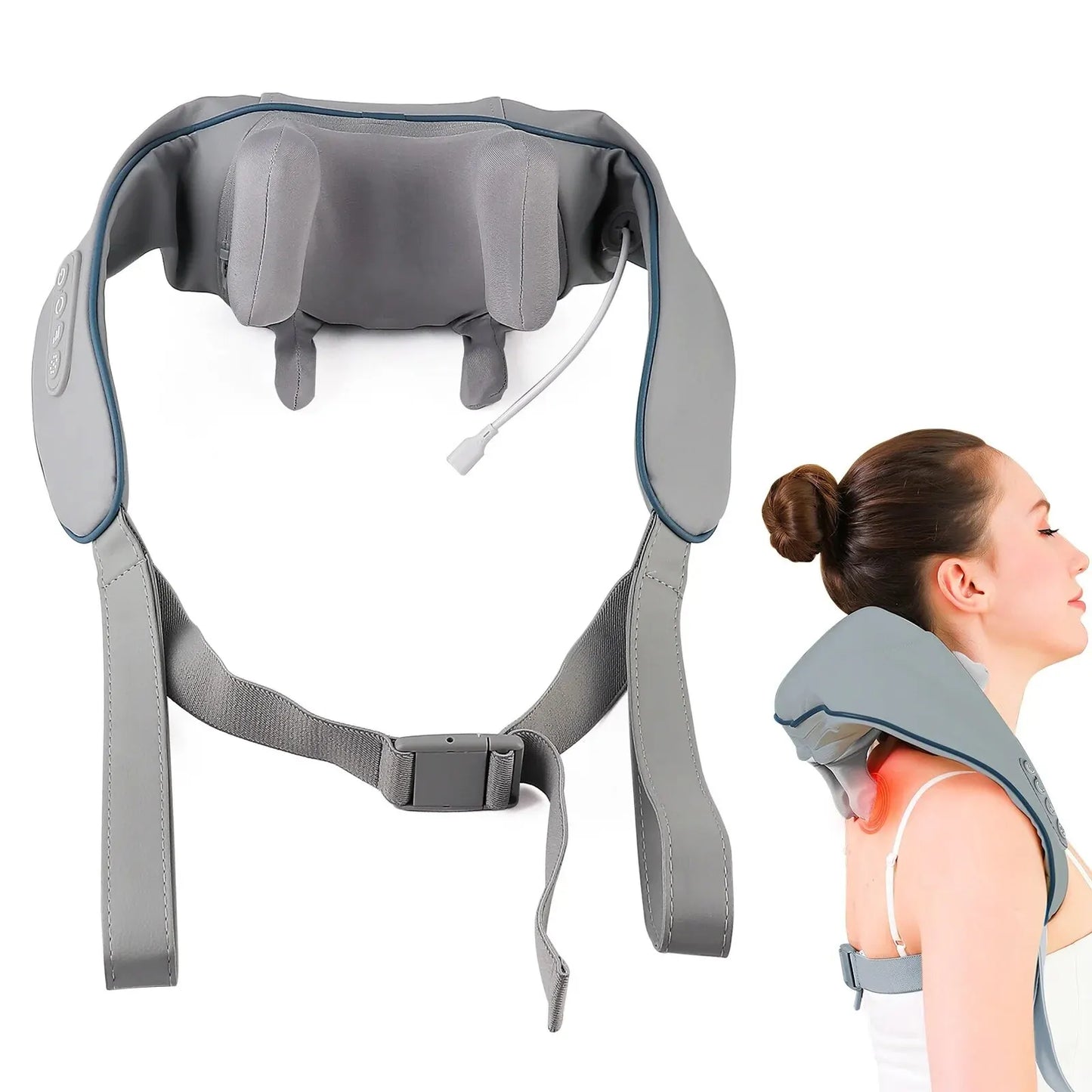 Neck and Shoulder Massager Wireless Neck and Back Shiatsu Kneading Massager Neck Cervical Relaxing Massage Shawl