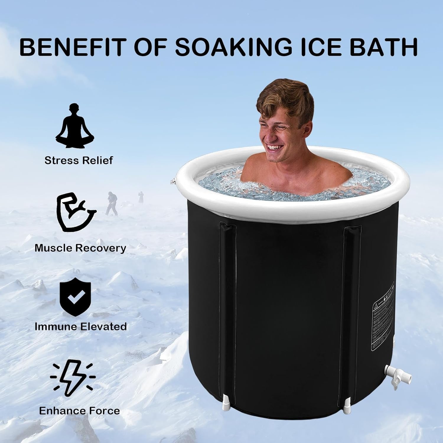 Recovery Ice Tub Foldable Bathtub Outdoor Portable Cold Water Therapy Tub Fitness Rehab Ice Tub for Athletes Long Lasting Insulated Ice Tub, Spa Soaking Bucket